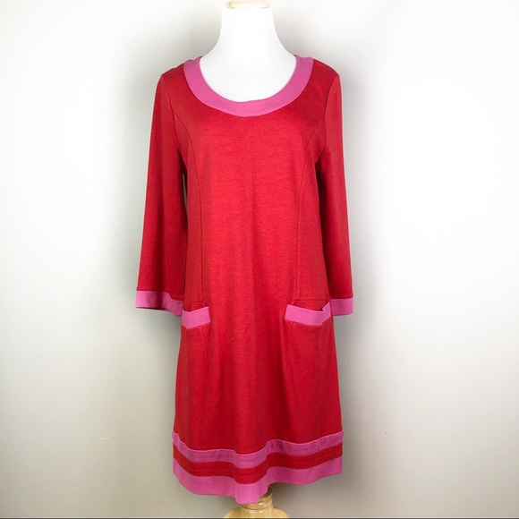 Boden Dresses & Skirts - Boden Red & Pink Long Sleeve Shift Dress Size 6